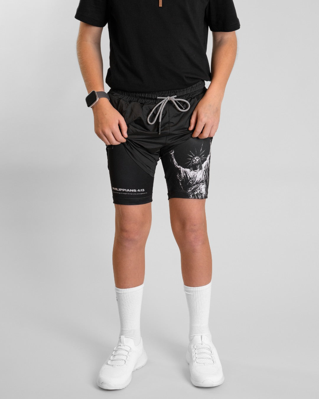 Philippians 4:13 'Strength in Christ' Youth Performance Shorts