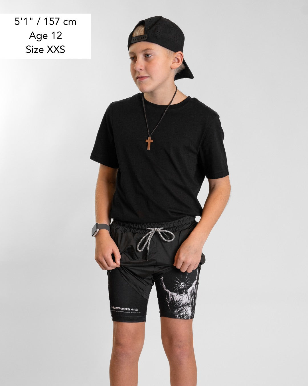 Philippians 4:13 'Strength in Christ' Youth Performance Shorts