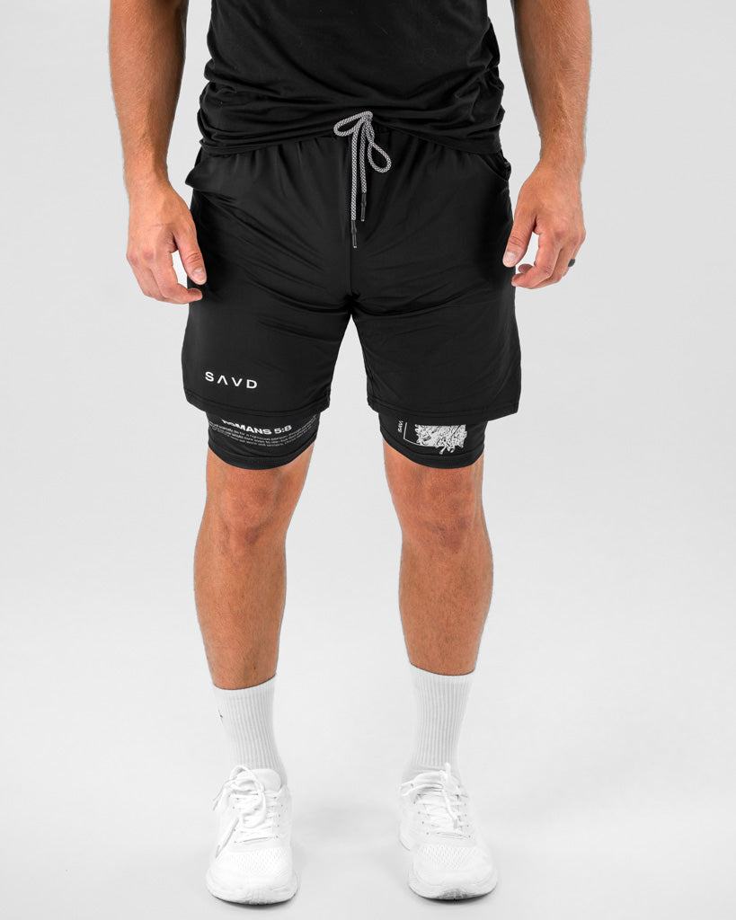 Romans 5:7-8 Christ Performance Shorts