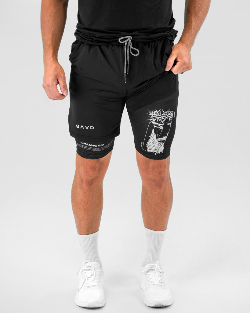 Romans 5:7-8 Christ Performance Shorts