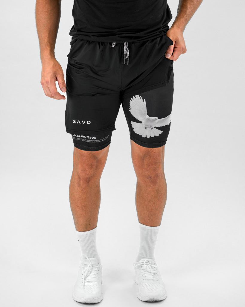 John 3:16 White Dove Performance Shorts