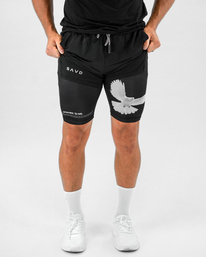 John 3:16 White Dove Performance Shorts