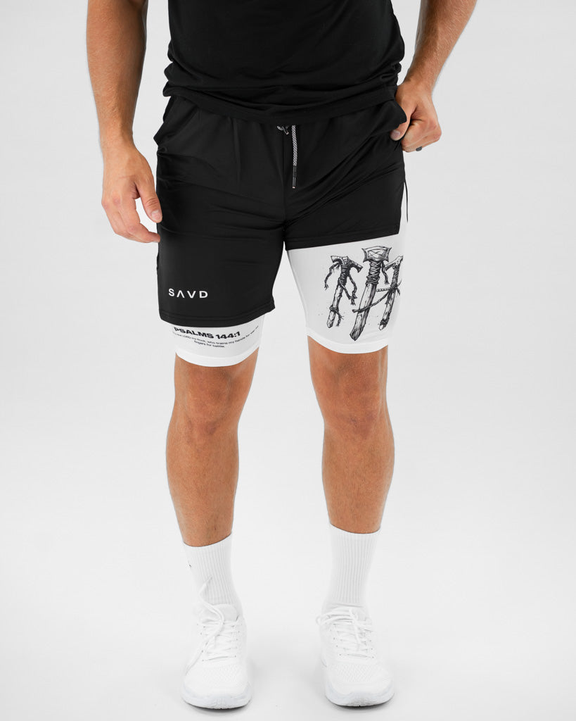 Psalm 144:1-2 Battle Sword Performance Shorts