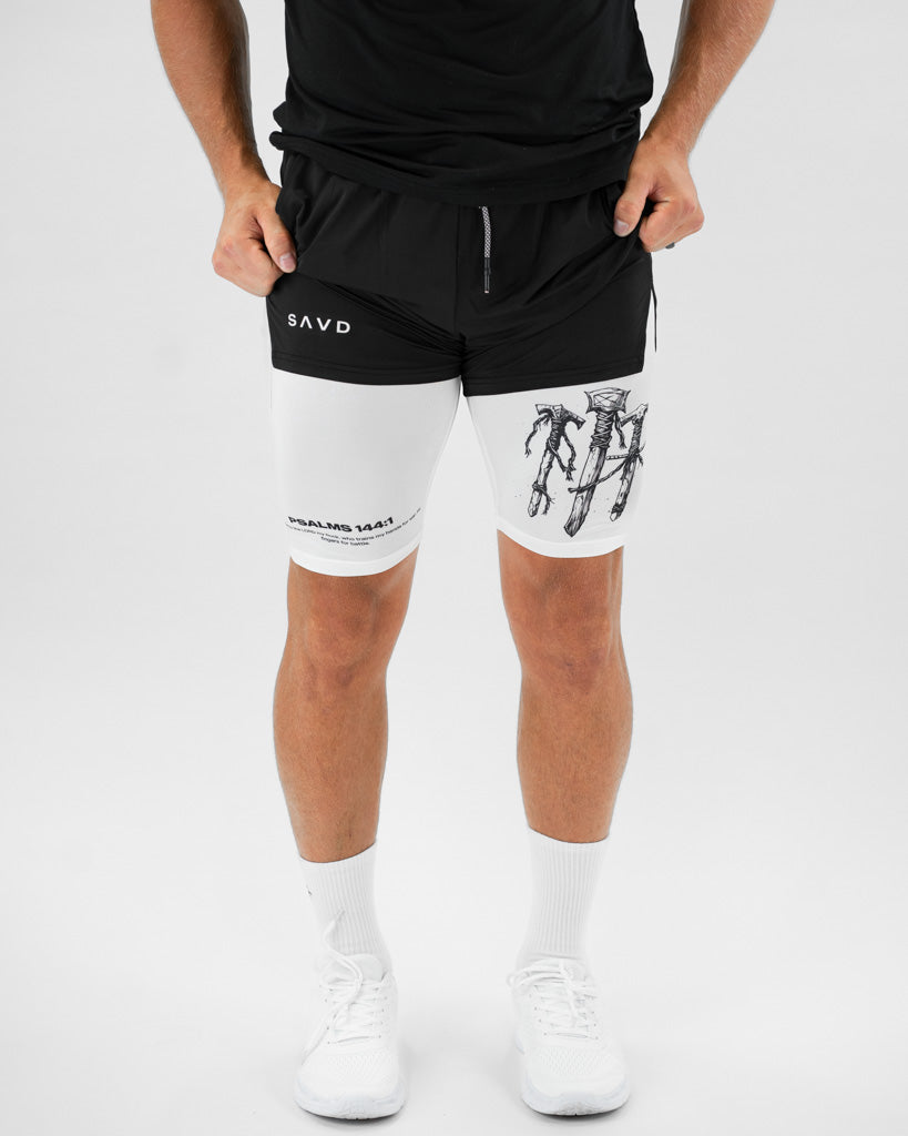 Psalm 144:1-2 Battle Sword Performance Shorts