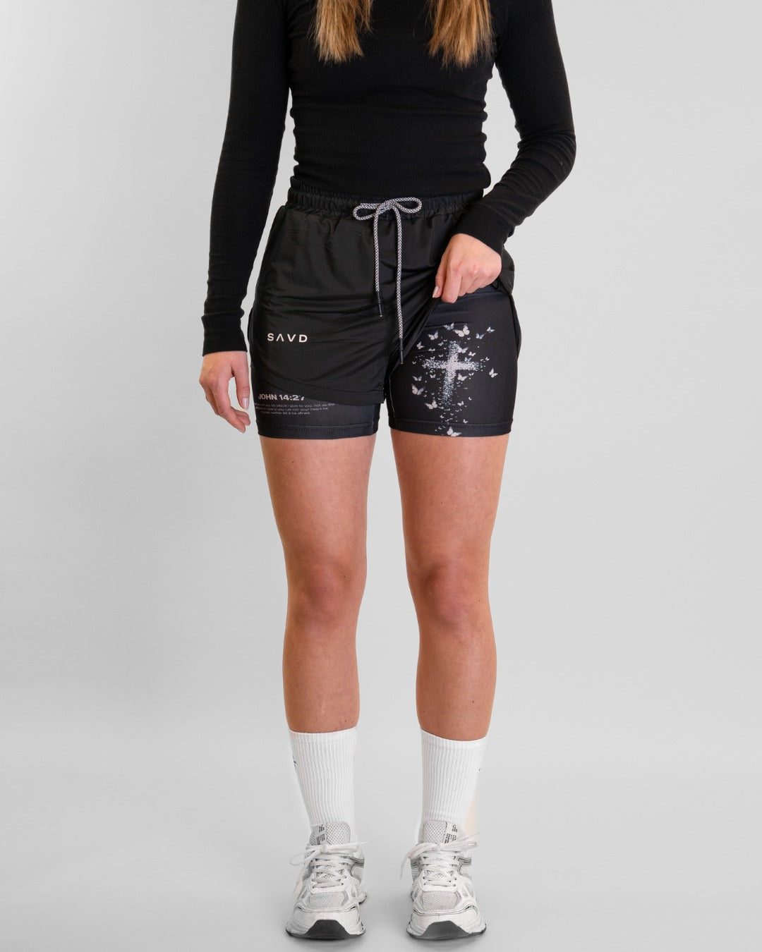 John 14:27 'Butterfly Cross' Women's Performance Shorts