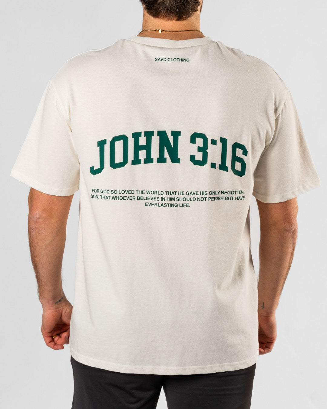 John 3:16 ’College Scripture’ Men’s Oversized T-Shirt