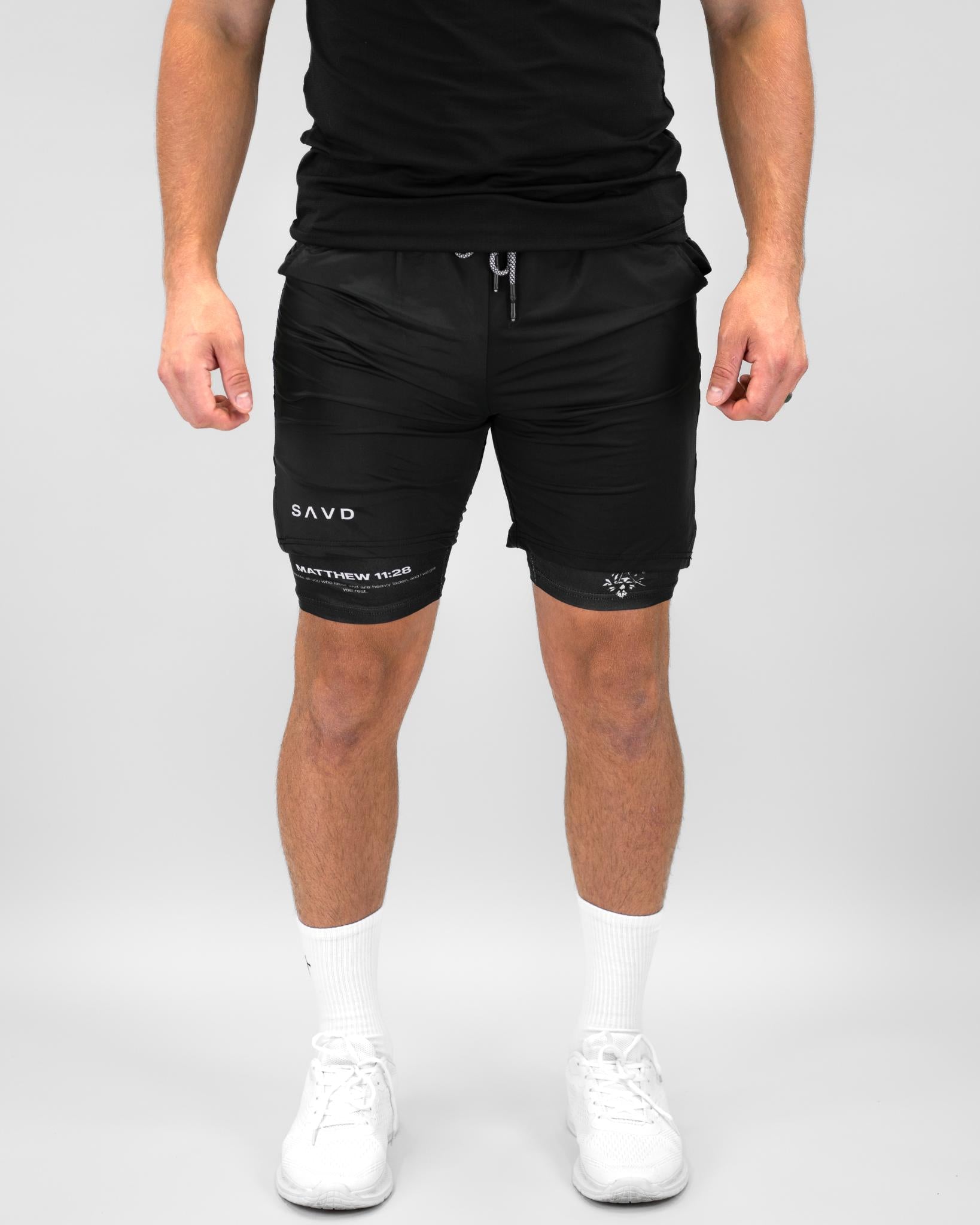 Matthew 11:28 Floral Cross Performance Shorts