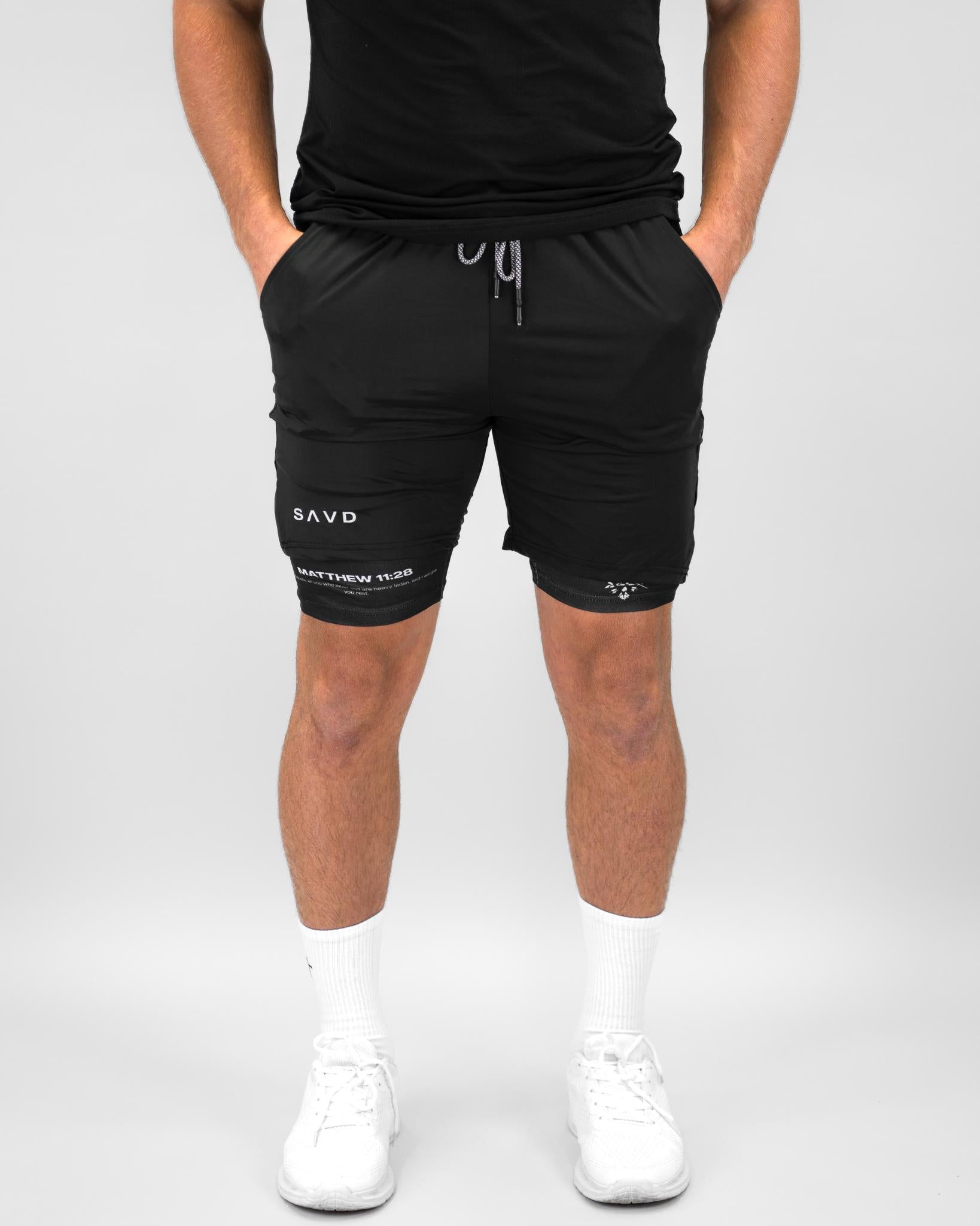 Matthew 11:28 Floral Cross Performance Shorts