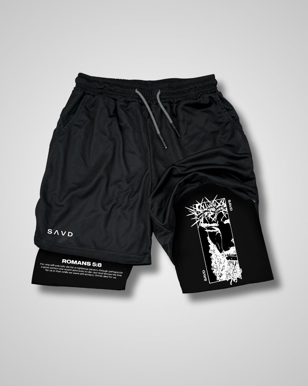 Romans 5:7-8 Christ Performance Shorts