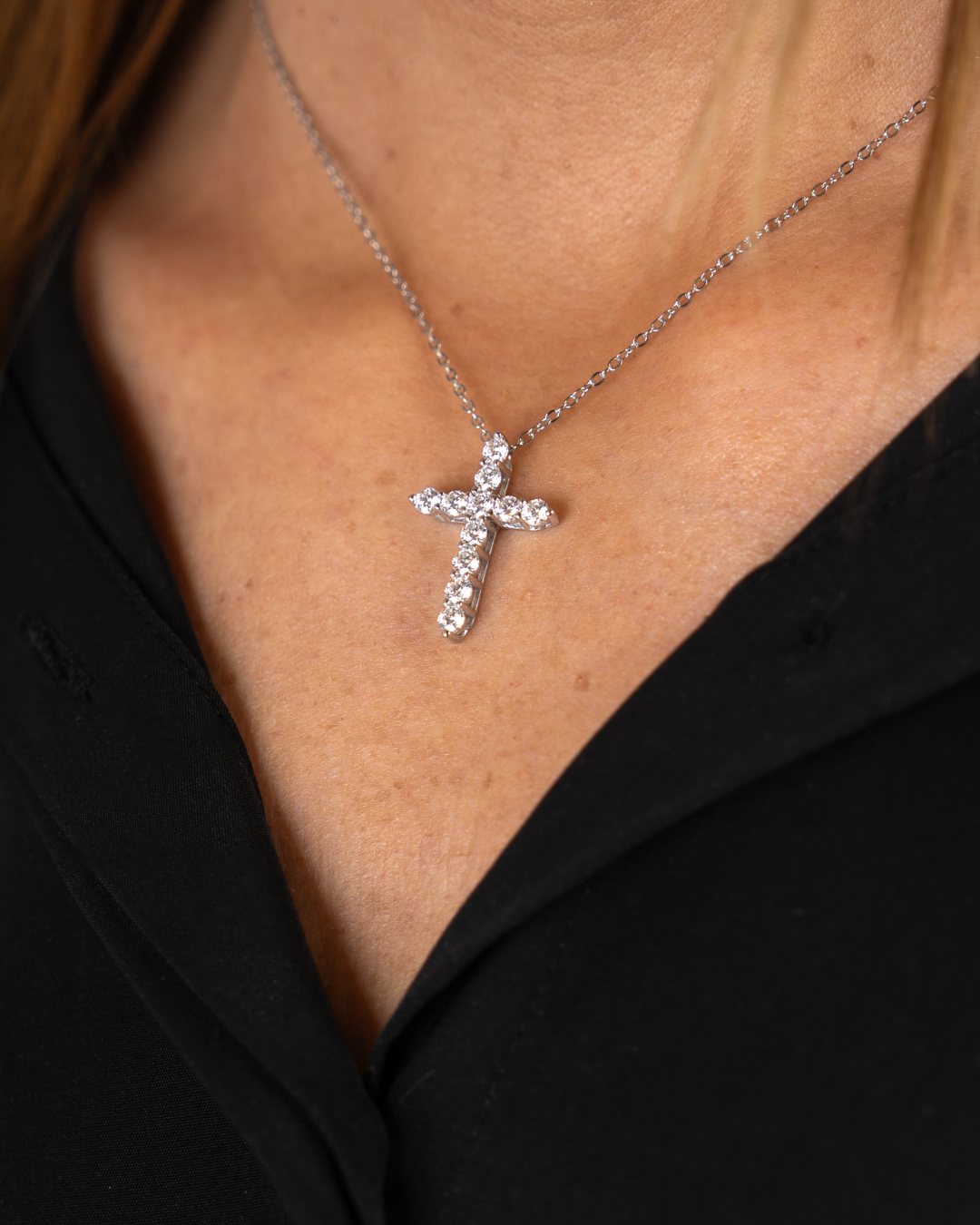 Women's Moissanite Cross Necklace